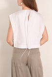 Tibi Compact Poplin Cropped Square Top in White