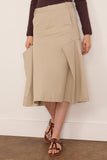 Tibi Luxe Spring Tucked Pleat Skirt in Taupe