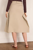 Tibi Luxe Spring Tucked Pleat Skirt in Taupe