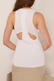Tibi Ribbed Sweater Cut Out Tank in White