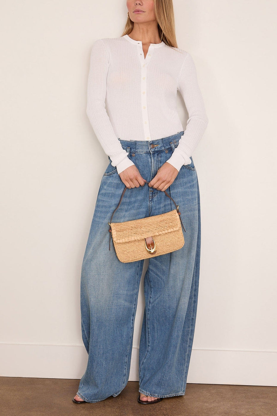 Tibi Ribbed Sweater Slim Cardigan in White