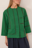 Toast Tea Towel Stripe Long Sleeve Top in Sea Green