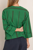Toast Tea Towel Stripe Long Sleeve Top in Sea Green