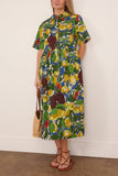 Toast Sketched Fruit Print Shirt Dress in Verdigris/Multi