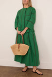 Toast Tea Towel Stripe Cotton Skirt in Sea Green