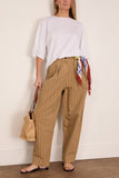 Toast Pleat Front Stripe Cotton Linen Trousers in Fennel Seed