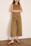 Toast Sleeveless Cotton Twill Jumpsuit in Olive Leaf