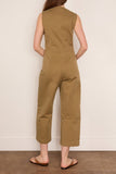 Toast Sleeveless Cotton Twill Jumpsuit in Olive Leaf
