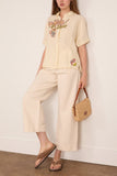 Toast Embroidered Al Fresco Linen Shirt in Lemon Posset