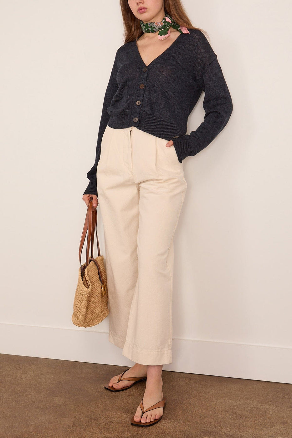 Toast Pleat Front Cotton Trousers in Natural