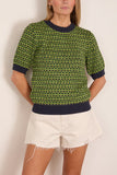 Toast Jacquard Knitted Cotton Top in Green Multi