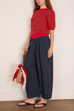 Toast Jacquard Knitted Cotton Top in Red Multi