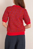 Toast Jacquard Knitted Cotton Top in Red Multi