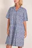 Marni Twisted Check Organic Cotton Poplin Dress in Light Blue