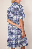 Marni Twisted Check Organic Cotton Poplin Dress in Light Blue
