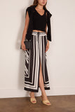 Brandon Maxwell The Jameson Twill Drawstring Skirt in Black/White Stripe