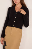 Brandon Maxwell The Sloane Silk Cashmere Cardigan Sweater in Black