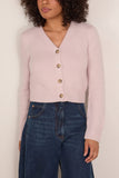 Brandon Maxwell The Sloane Silk Cashmere Cardigan Sweater in Dusty Pink
