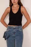 Brandon Maxwell The Reese V-Neck Knit Tank in Black