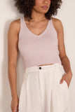 Brandon Maxwell The Reese V-Neck Knit Tank in Dusty Pink