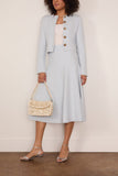 Brandon Maxwell The Miller Structured Knit Skirt in Ice Blue