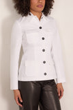 Brandon Maxwell The Gage Fitted Button Up Jacket with Pockets in White