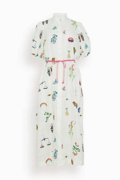 Alemais Dresses Atticus Embroidered Shirtdress in Cream