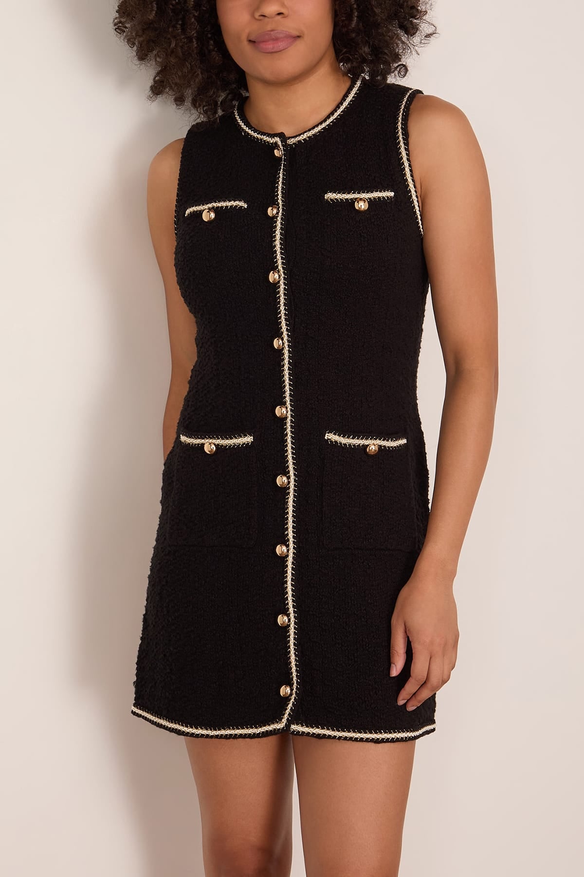 Simkhai Kerris Short Sleeve Mini Dress in Black Ivory