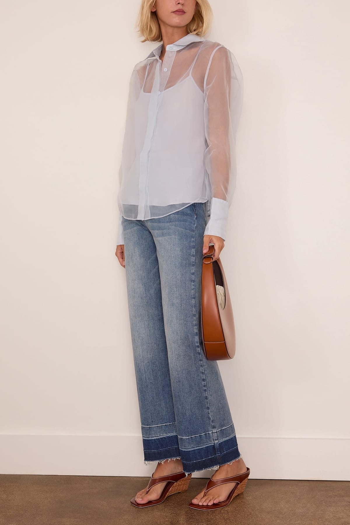 Simkhai Loen Long Sleeve Shirt in Periwinkle Sky