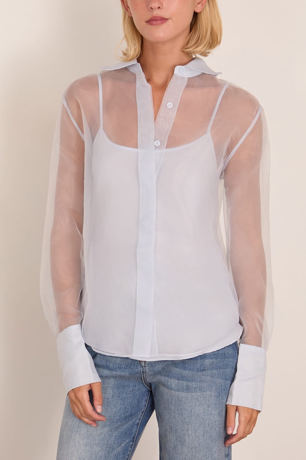 Simkhai Loen Long Sleeve Shirt in Periwinkle Sky