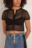 Simkhai Holli Short Sleeve Cardigan in Black