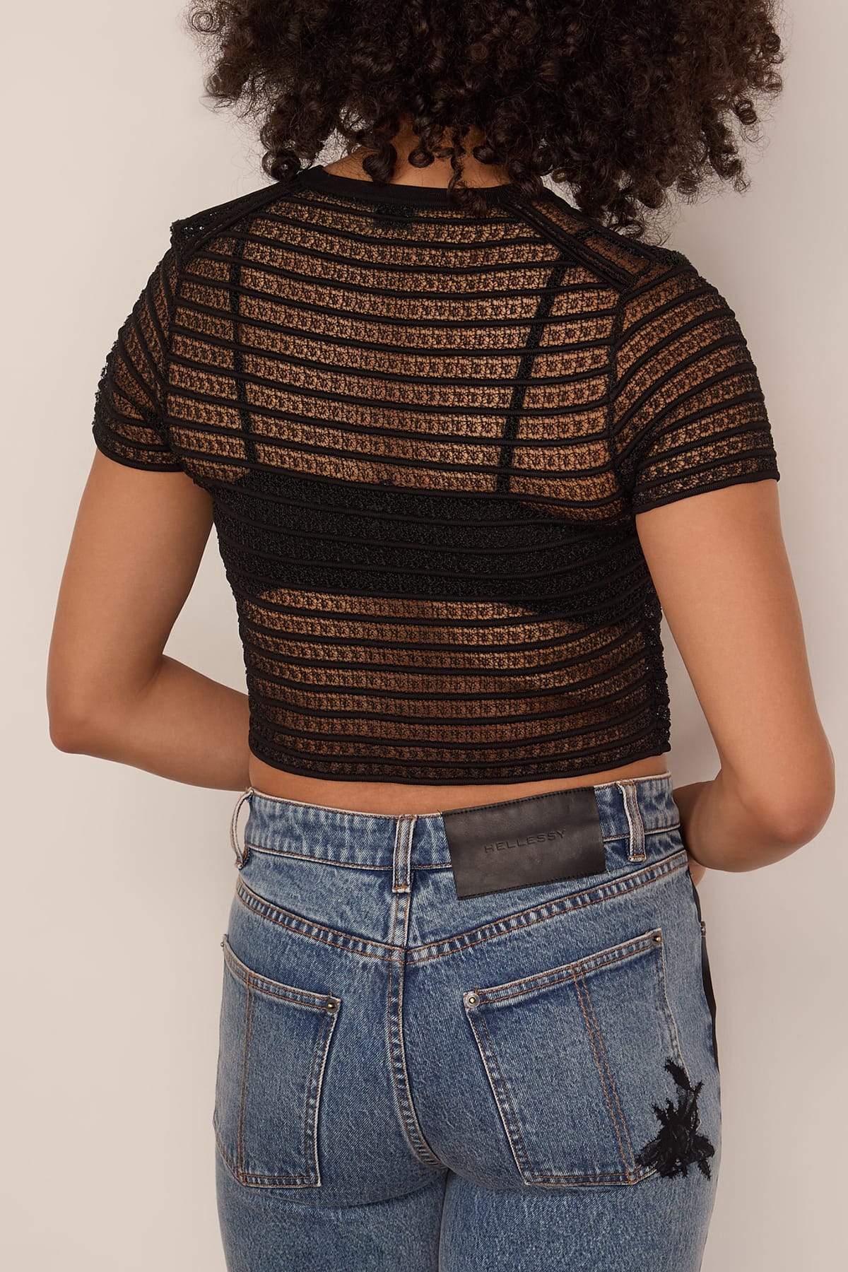 Simkhai Holli Short Sleeve Cardigan in Black