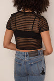 Simkhai Holli Short Sleeve Cardigan in Black