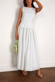 Loulou de Saison Ama Structured Maxi Dress in Mist/White