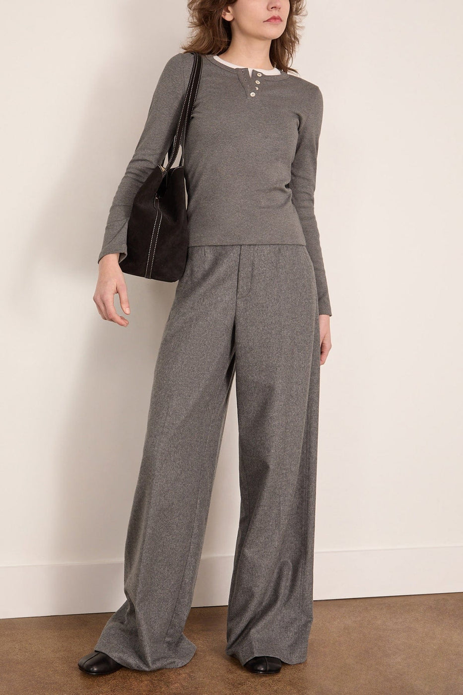 Flore Flore Jess Long Sleeve Top in Melee Grey