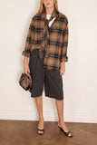 Sacai Bijou Embroidery Plaid Flannel Shirt in Black x Beige