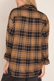 Sacai Bijou Embroidery Plaid Flannel Shirt in Black x Beige