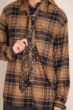 Sacai Bijou Embroidery Plaid Flannel Shirt in Black x Beige
