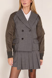 Sacai Suiting x Nylon Twill Jacket in Gray x Dark Khaki