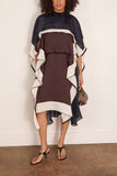 Sacai Satin x Chiffon Dress in Brown x Ecru