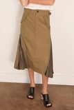 Sacai Cotton Weather Skirt in Beige x Dark Khaki
