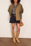 Sacai Denim x Nylon Twill Shorts in Navy x Brown