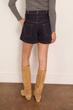 Sacai Denim x Nylon Twill Shorts in Navy x Brown