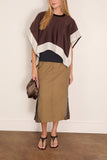 Sacai Satin x Cotton Jersey T-Shirt in Brown x Navy