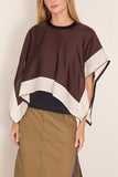 Sacai Satin x Cotton Jersey T-Shirt in Brown x Navy
