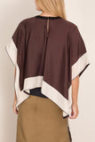 Sacai Satin x Cotton Jersey T-Shirt in Brown x Navy