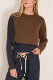 Sacai Sponge Sweat Pullover in Brown x Navy