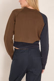 Sacai Sponge Sweat Pullover in Brown x Navy