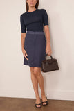 Loulou de Saison Elsie Low Waist Straight Skirt in Navy