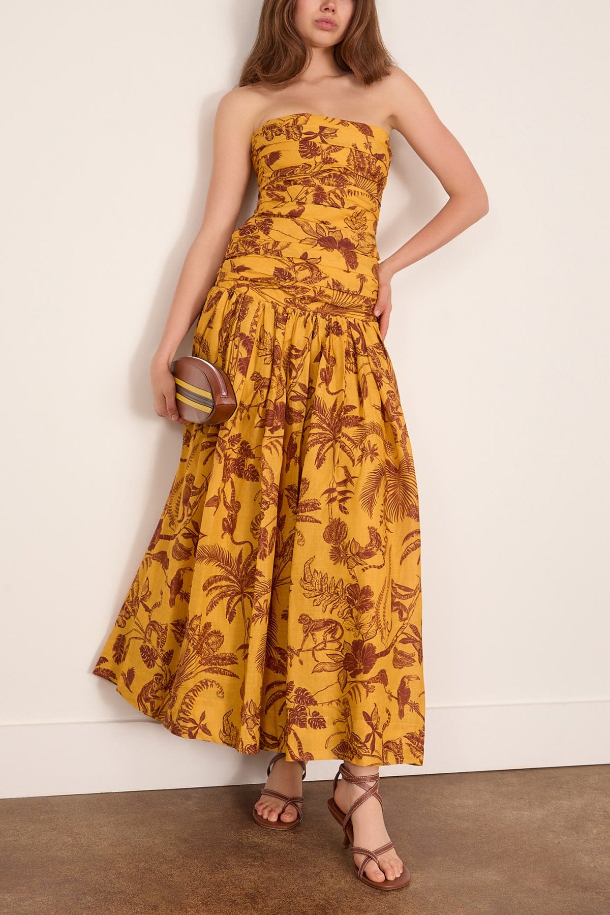 Alemais Banana Blossom Ruched Gown in Multi